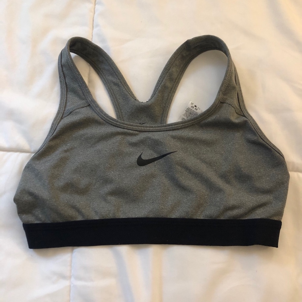 Gray Nike sports bra